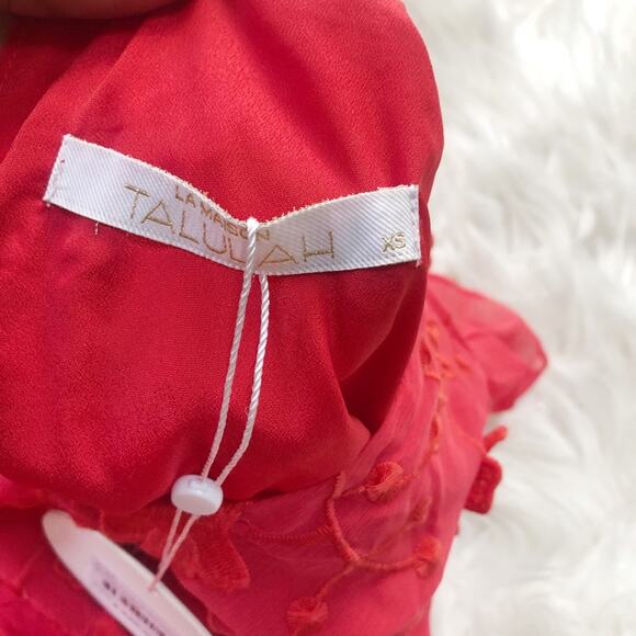 Talulah La Mason Scarlett Ruffle Floral 3D Flowers V-Neck Dress Size XS‎ NEW Red - Picture 4 of 6